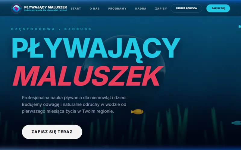 System rezerwacji online dla szkoły pływania Pływający Maluszek, projekt Bendesign